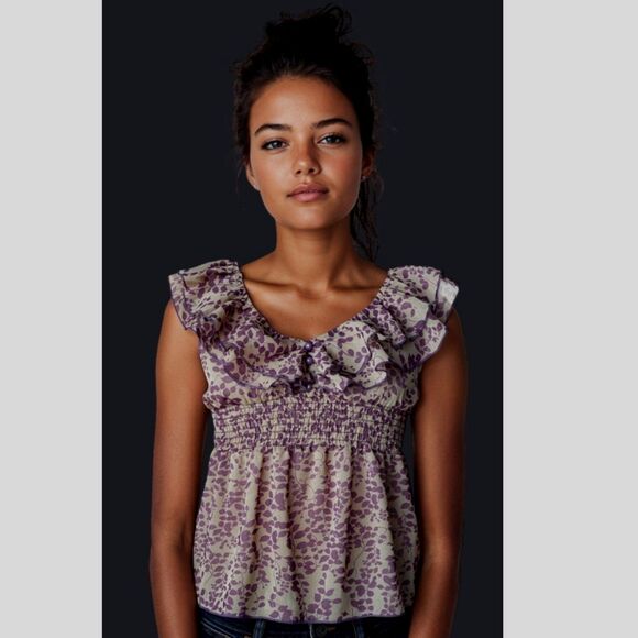 Wet Seal Tops - Wet Seal Vintage Y2K Purple Floral Ruffle Babydoll Top